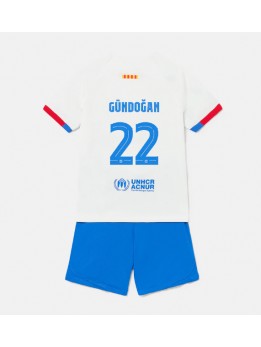 Otroški Nogometna dresi replika Barcelona Ilkay Gundogan #22 Gostujoči 2023-24 Kratek rokav (+ hlače)